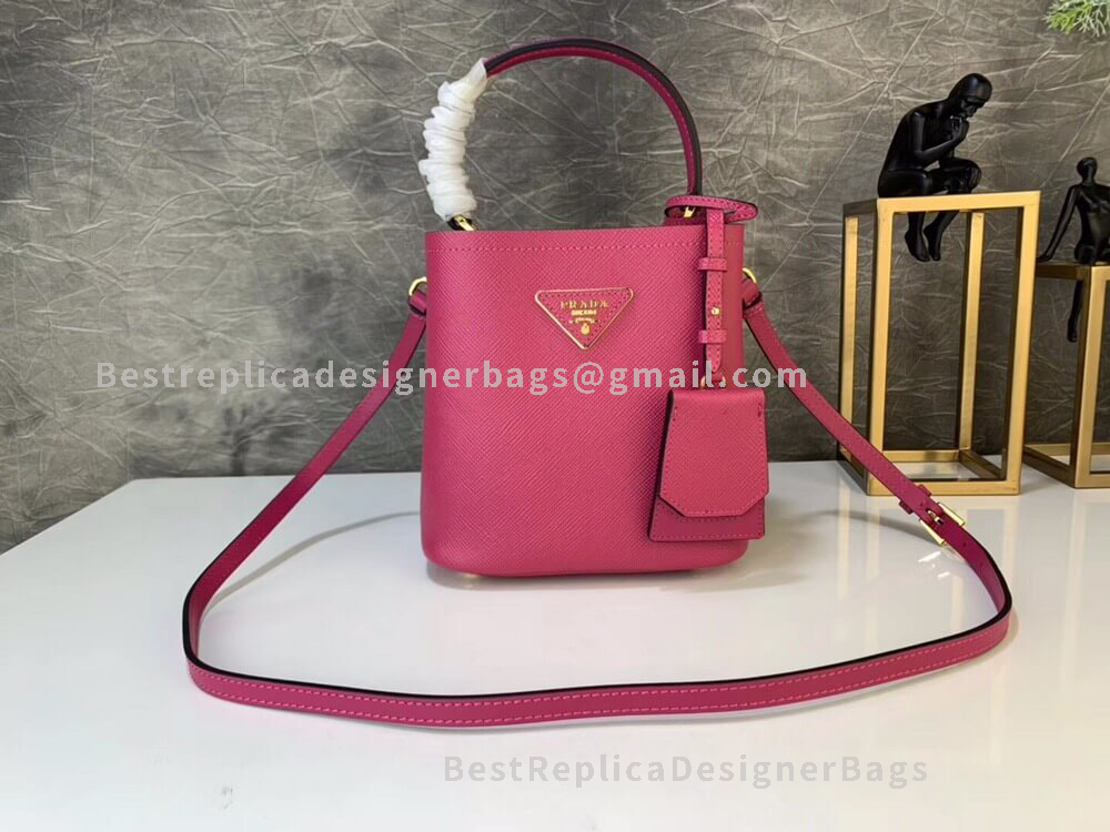 Prada Rose Mini Saffiano Leather Bucket Bag GHW 217